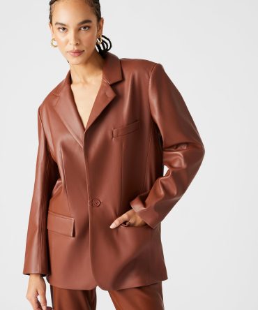 IMAAN FAUX LEATHER BLAZER COGNAC - SM REBOOTED