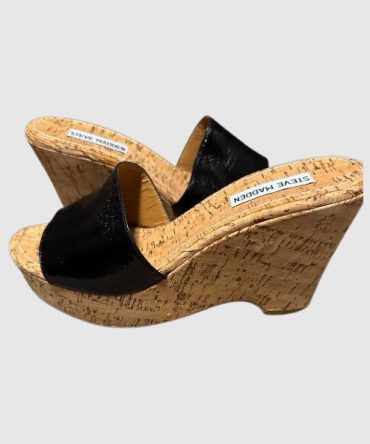 Black Cork Wedges Sandal - SM REBOOTED