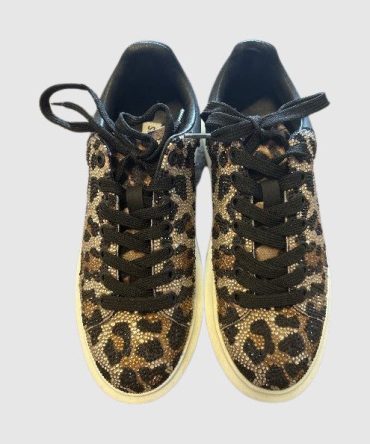 Leopard Print Crystal Embellished Sneakers - SM REBOOTED