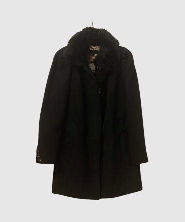BLACK COAT WITH REMOVABLE FAUX FUR COLLAR - SM REBOOTED