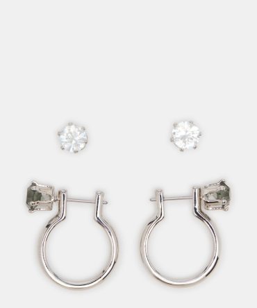 CRYSTAL EARRINGS SET BLACK/SILVER