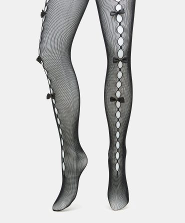 FISHNET BOW TIGHTS BLACK