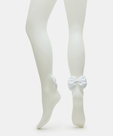 BRIDAL BOW TIGHTS SHEER WHITE