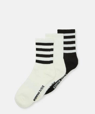3 PACK STRIPED CREW SOCKS IVORY