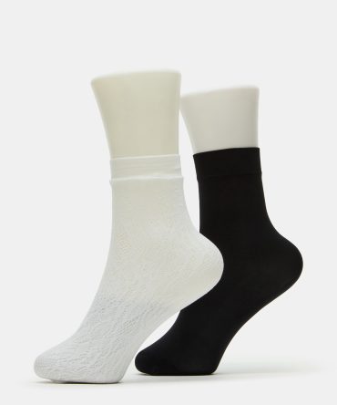 2 PACK LACE ANKLET SOCKS WHITE