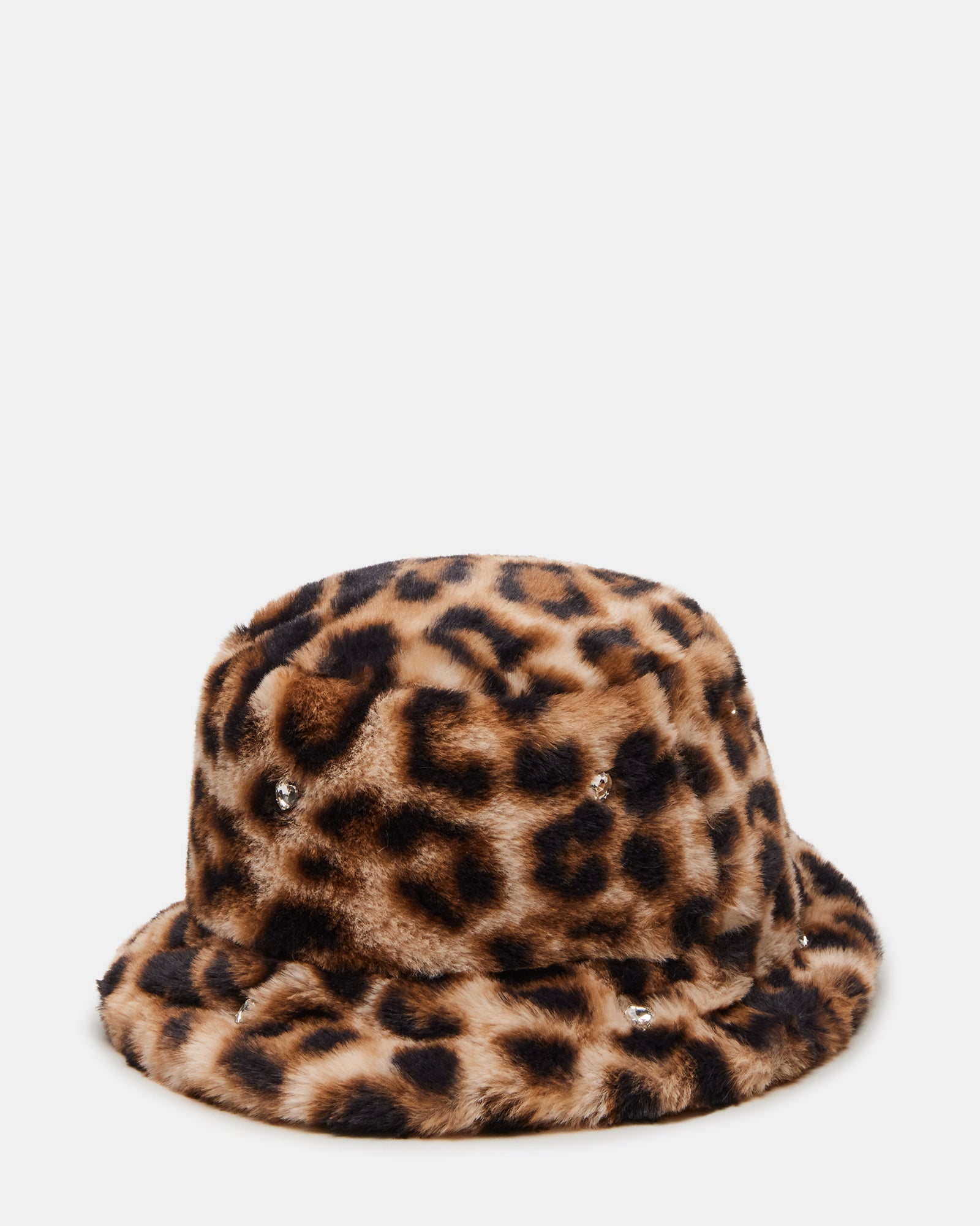 FAUX FUR BUCKET HAT LEOPARD RHINESTONES - Image 3