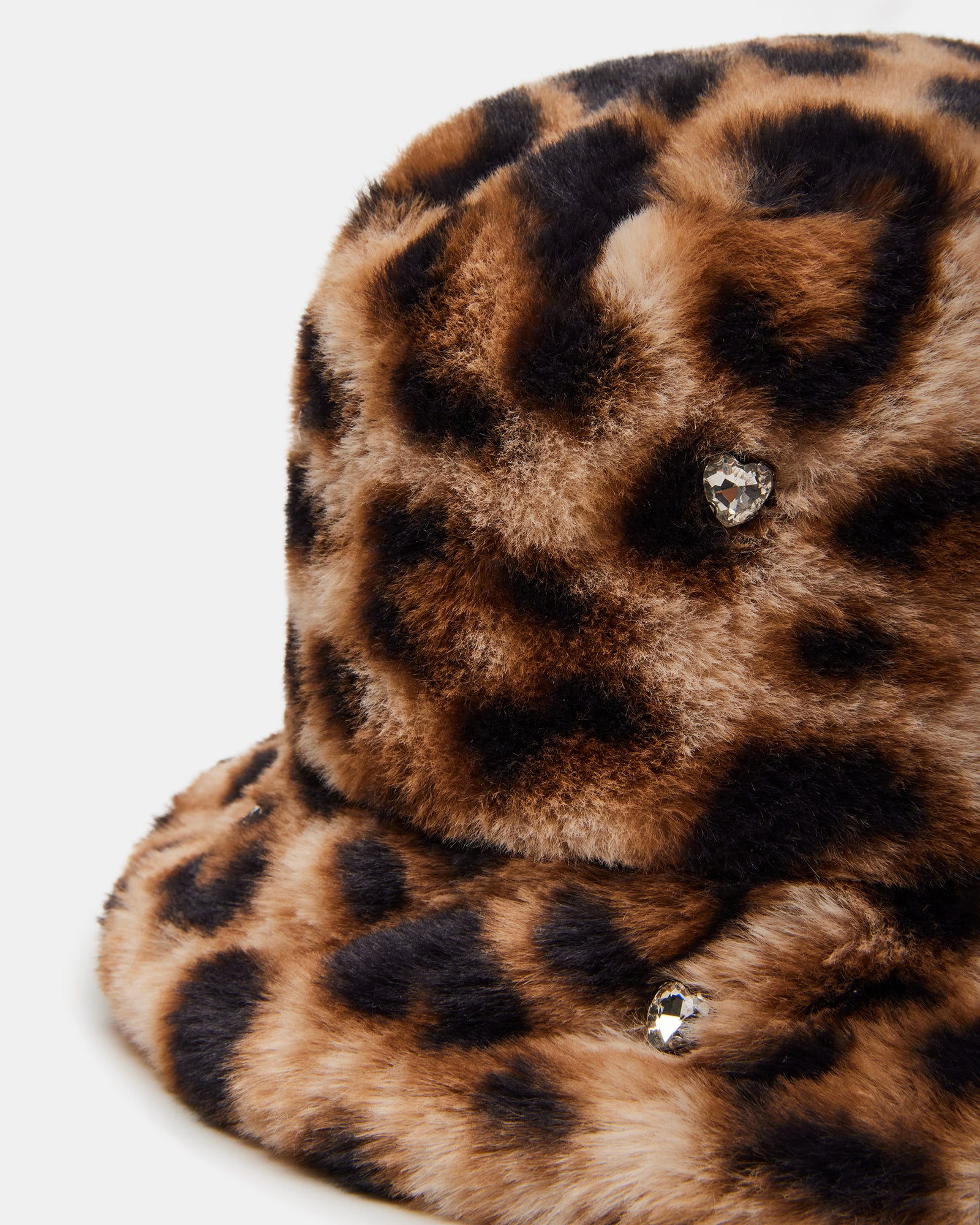 FAUX FUR BUCKET HAT LEOPARD RHINESTONES - Image 2