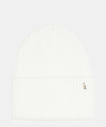 DOUBLE LAYER RIBBED KNIT BEANIE IVORY
