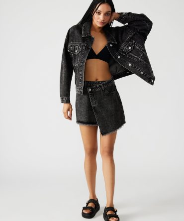 KYLA DENIM SKIRT BLACK