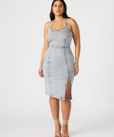 GIA DENIM DRESS LIGHT GREY