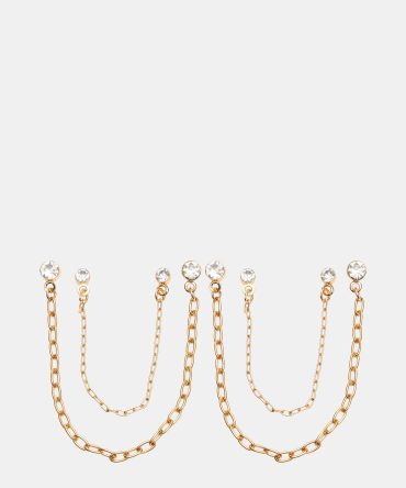 CRYSTAL CHAIN EARRINGS SET GOLD